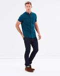 Teal Oxford Grandad Collar Shirt